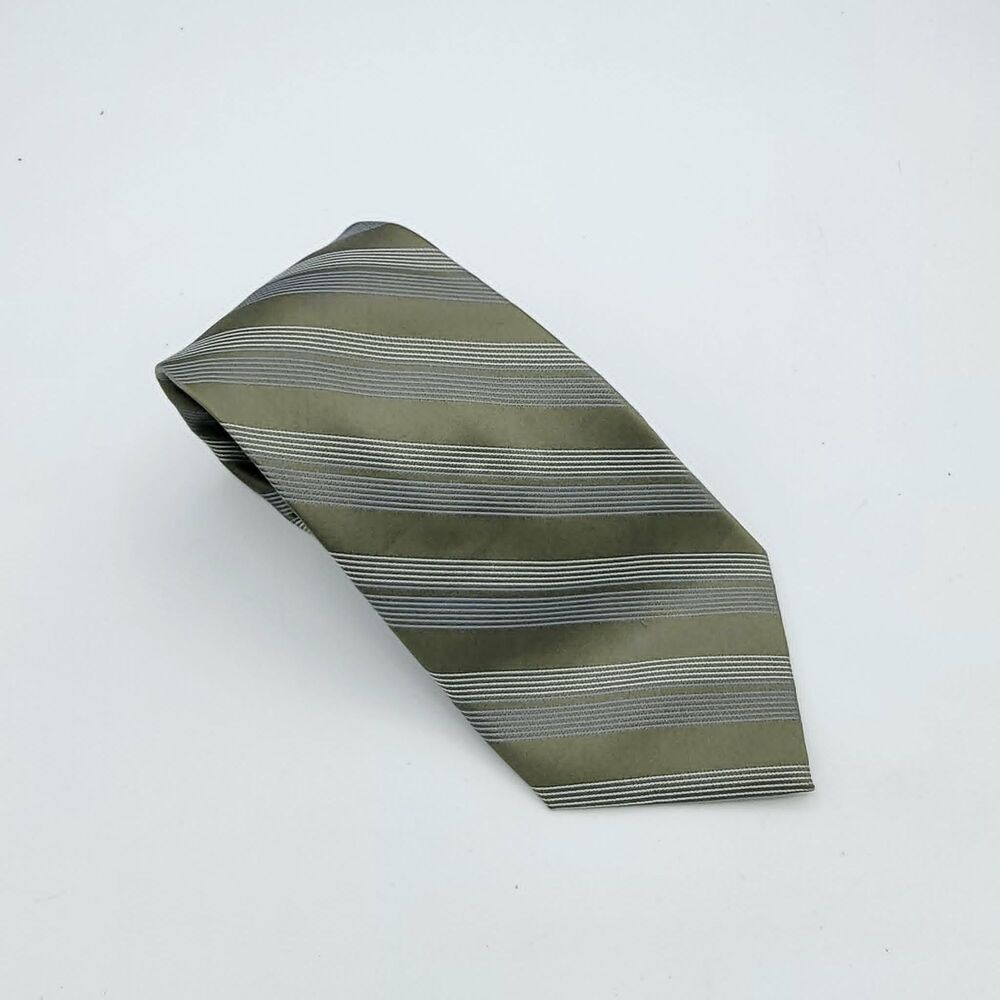 Steve & Barry's Men’s necktie Green W/Blue & White Stripes 58.5 x 3.75
